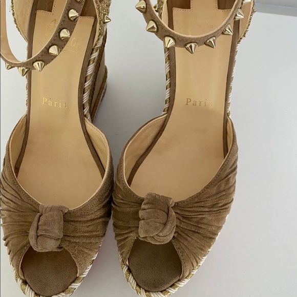 Christian louboutin Madcarina 120 Tan Suede Wedge - Picture 4 of 10